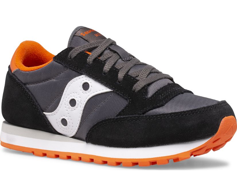 Kids' Saucony Big Jazz Original Sneaker Running Shoes Black Grey Orange | UK-01243