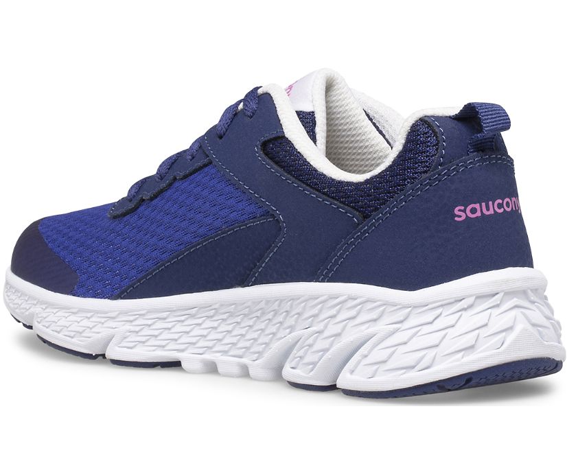 Kids' Saucony Big Wind Lace Sneaker Running Shoes Blue Pink | UK-45307