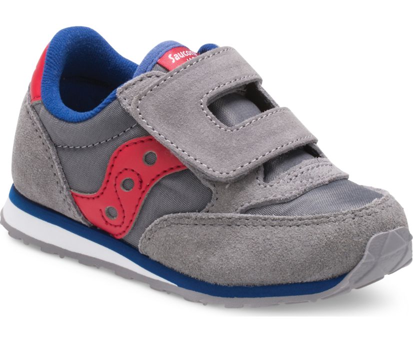 Kids' Saucony Jazz Hook & Loop Sneaker Running Shoes Red Grey | UK-16058