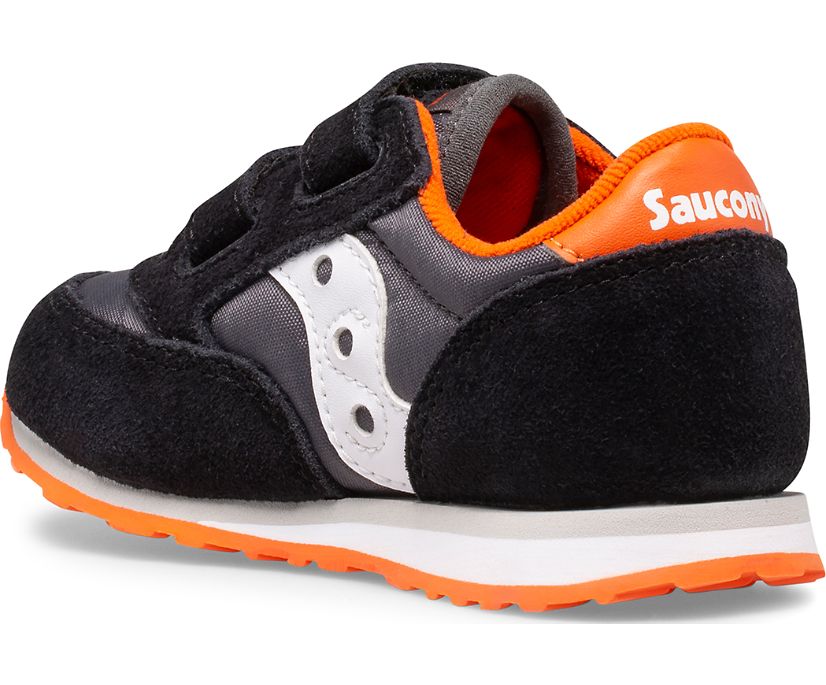 Kids' Saucony Jazz Hook & Loop Sneaker Running Shoes Black Grey Orange | UK-19803