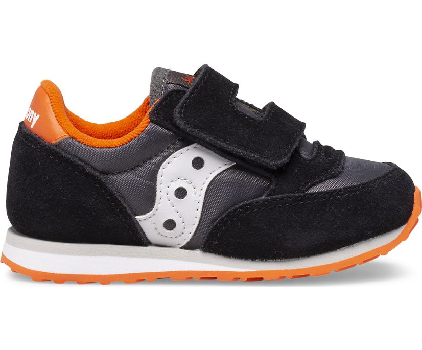 Kids\' Saucony Jazz Hook & Loop Sneaker Running Shoes Black Grey Orange | UK-19803