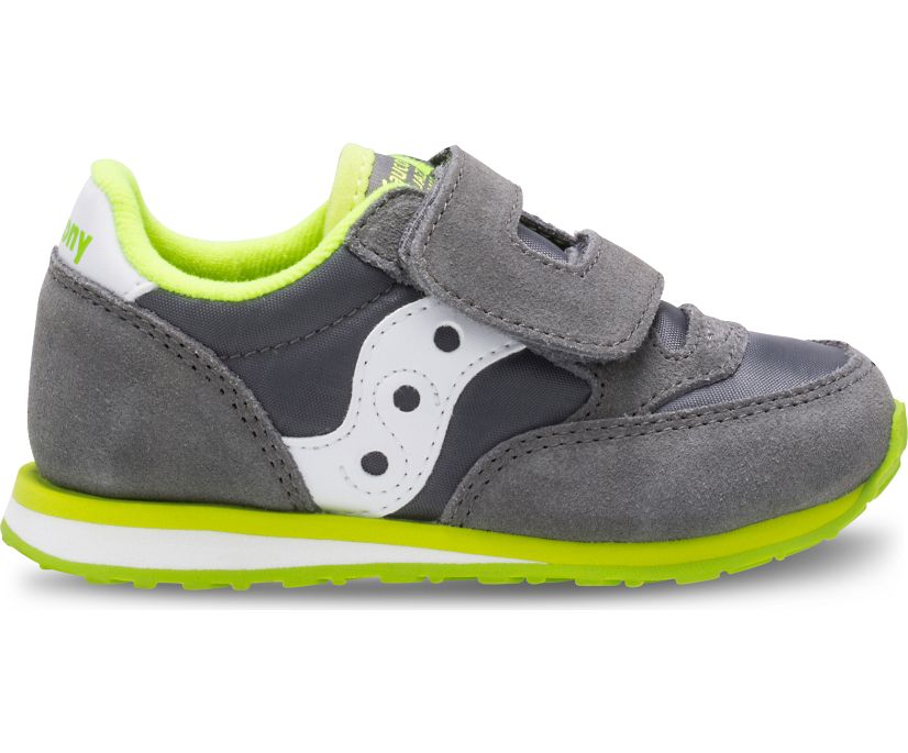 Kids\' Saucony Jazz Hook & Loop Sneaker Running Shoes White Grey | UK-46305