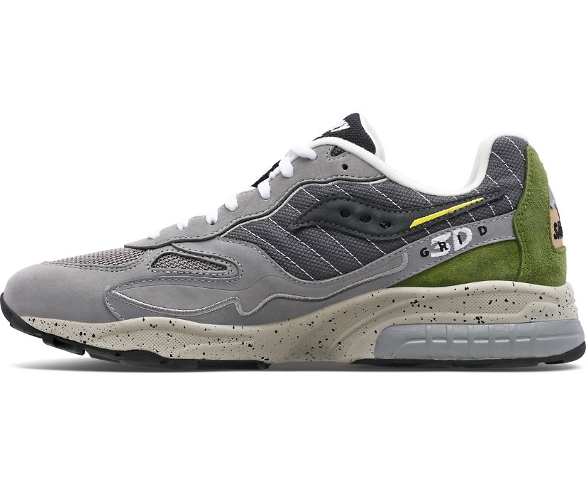 Men's Saucony 3d Grid Hurricane Premium Sneakers Dark Grey Light Grey | UK-01593