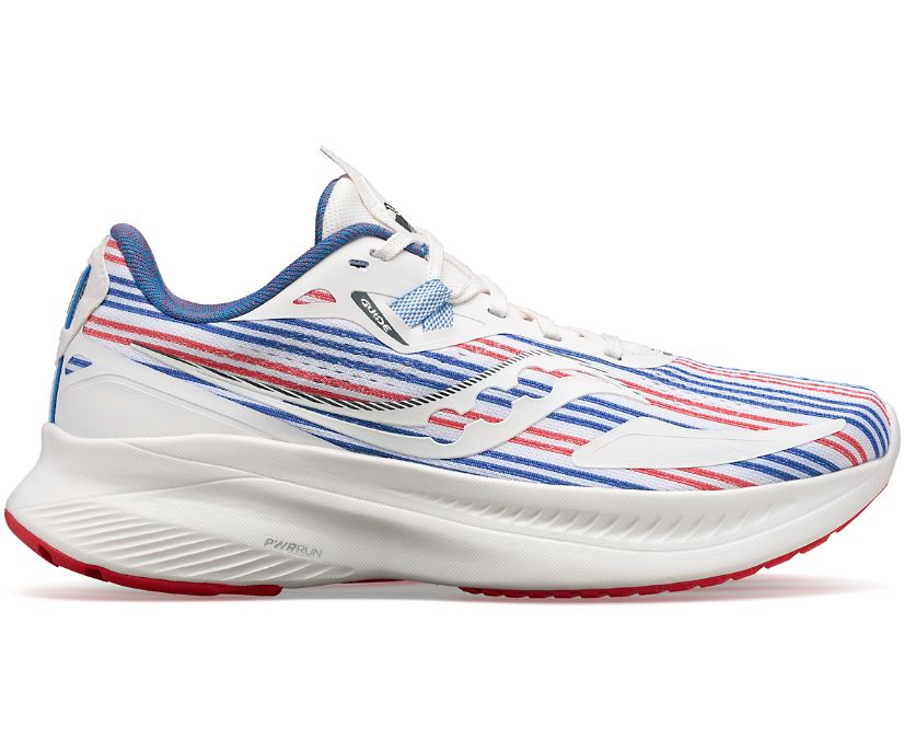 Men\'s Saucony Banner Guide 15 Running Shoes White Red Blue | UK-96523