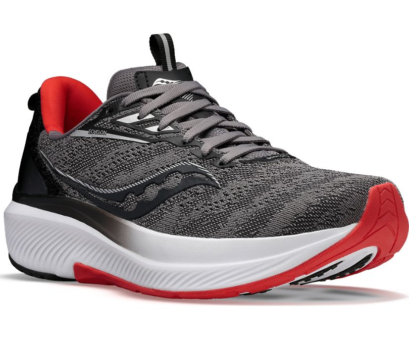 Men's Saucony Echelon 9 Running Shoes Grey Red | UK-25130