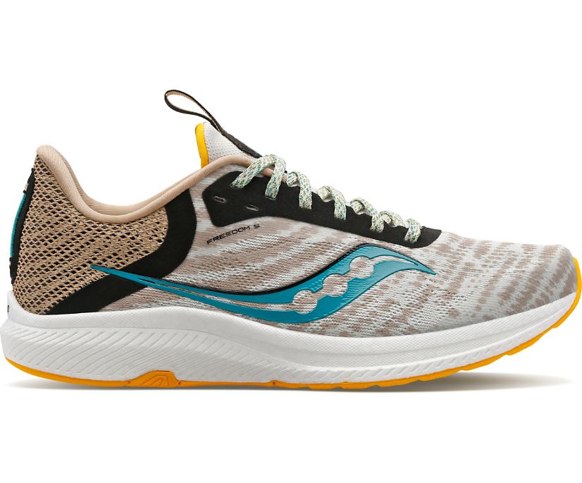 Men\'s Saucony Freedom 5 Running Shoes Grey Beige | UK-48139