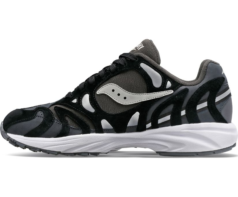 Men's Saucony Grid Azura 2000 Premium Sneakers Black Silver | UK-65140