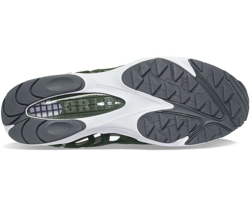 Men's Saucony Grid Azura 2000 Premium Sneakers Green Silver | UK-92816