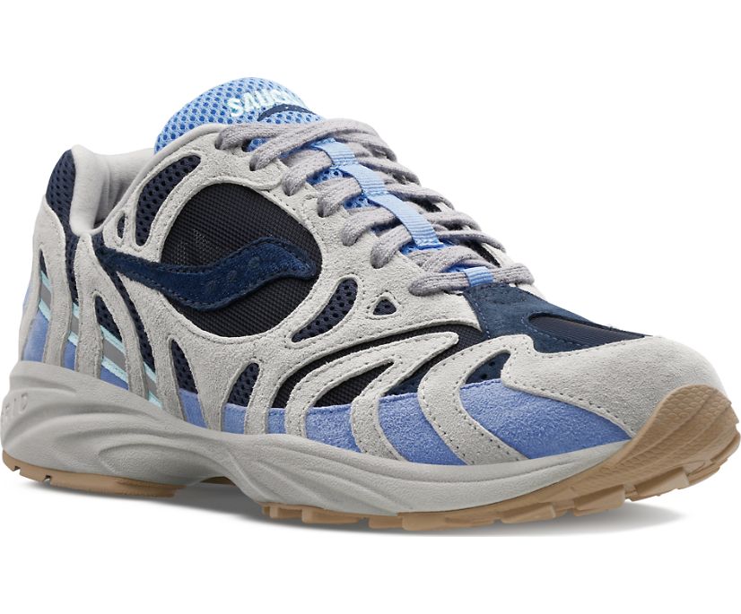 Men's Saucony Grid Azura 2000 Sneakers Grey Dark Blue | UK-85169