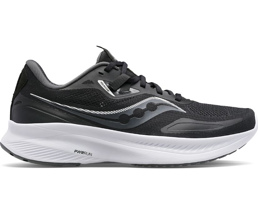 Men\'s Saucony Guide 15 Running Shoes Black White | UK-87654