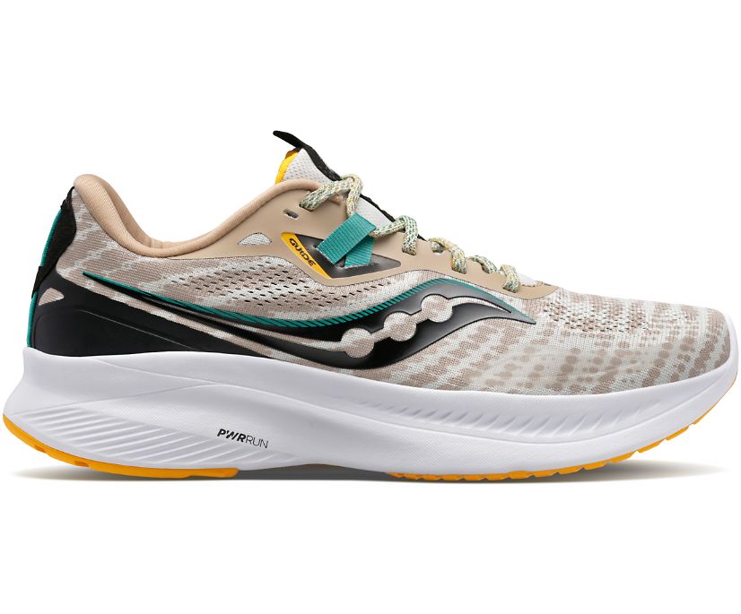 Men\'s Saucony Guide 15 Walking Shoes Grey Beige | UK-47890