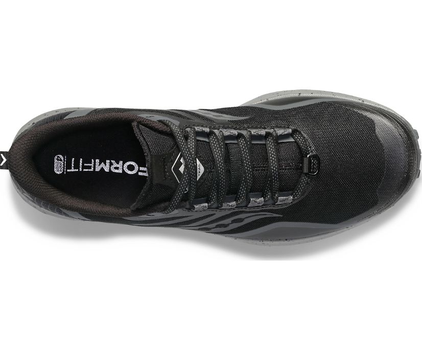 Men's Saucony Peregrine 12 Wide Running Shoes Black Grey | UK-62798