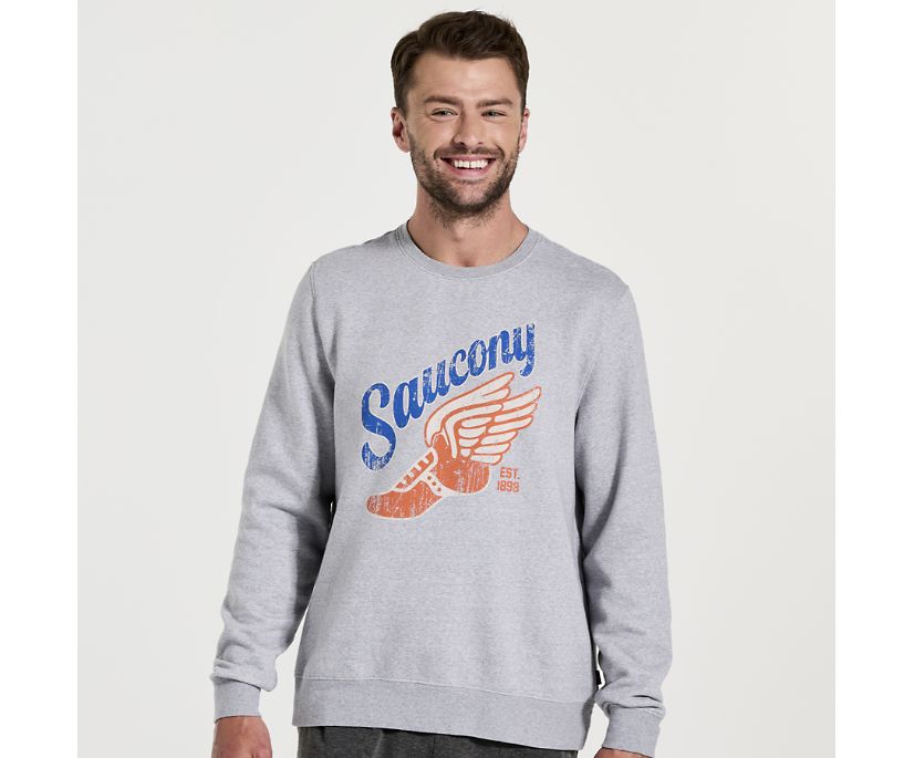 Men\'s Saucony Rested Crewneck Light Grey | UK-35781