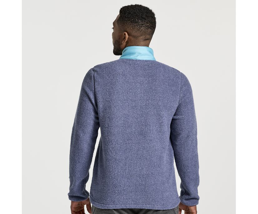 Men's Saucony Rested Sherpa 1/4 Zip Long Sleeve Blue | UK-85739