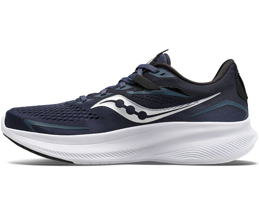 Men's Saucony Ride 15 Running Shoes Navy Silver | UK-47015