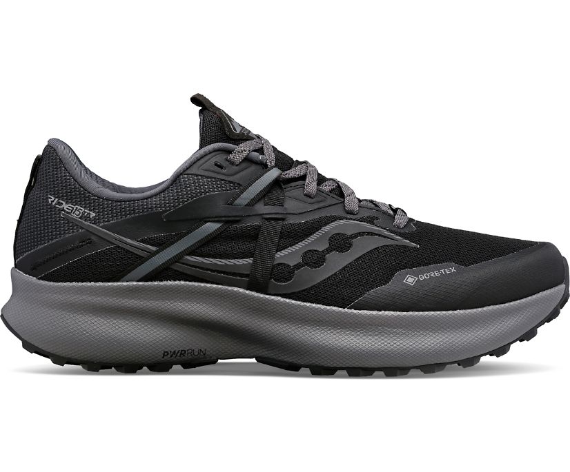 Men\'s Saucony Ride 15 Tr Gtx Running Shoes Black Grey | UK-28369