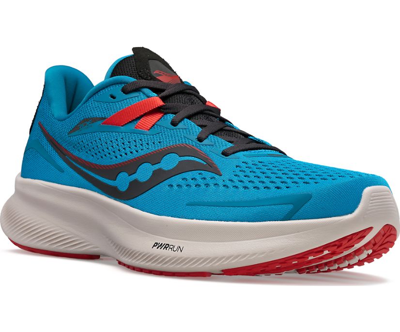 Men's Saucony Ride 15 Walking Shoes Black | UK-02871