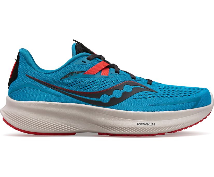 Men\'s Saucony Ride 15 Walking Shoes Black | UK-02871