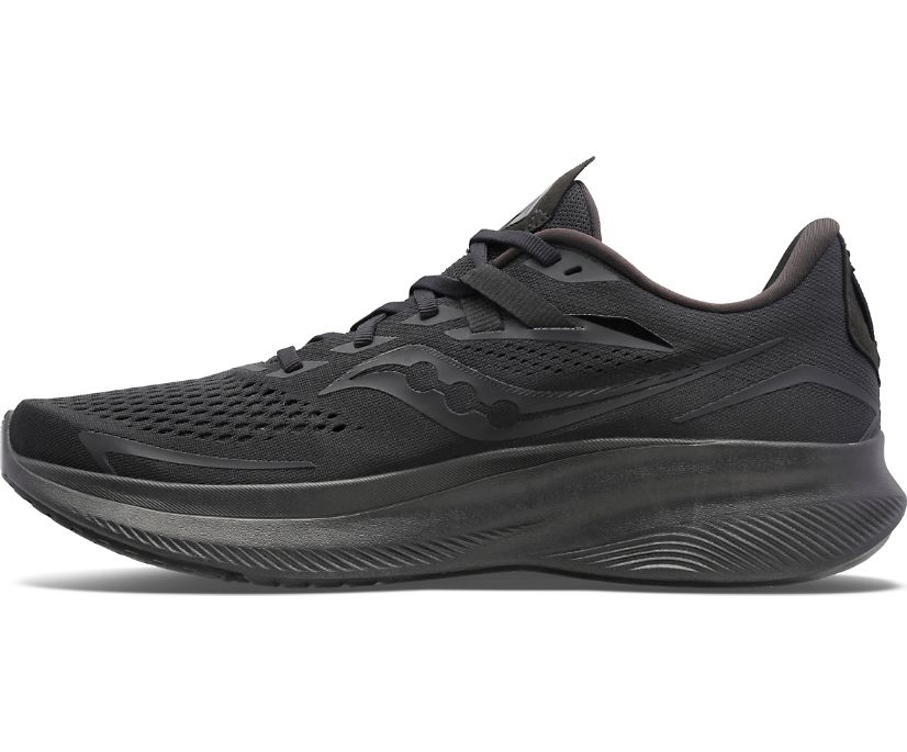 Men's Saucony Ride 15 Walking Shoes Black | UK-58673