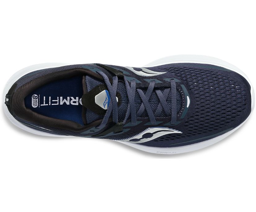 Men's Saucony Ride 15 Walking Shoes Navy Silver | UK-98416