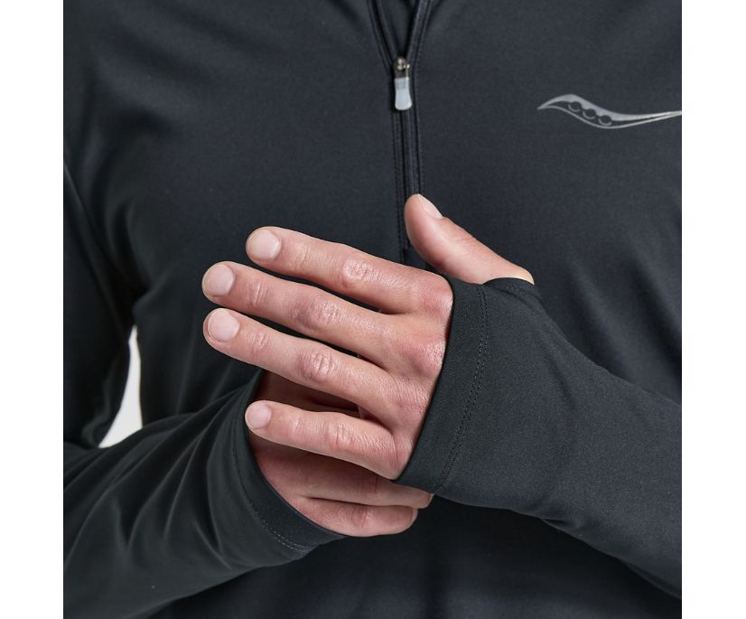 Men's Saucony Solstice 1/4 Zip Long Sleeve Black | UK-86079