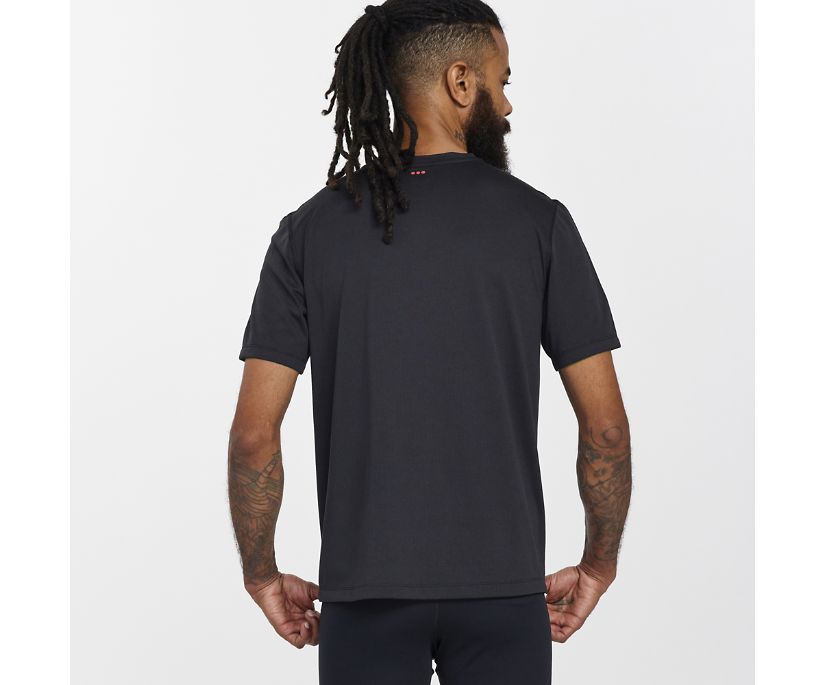 Men's Saucony Stopwatch Graphic Short Sleeve Black | UK-29804