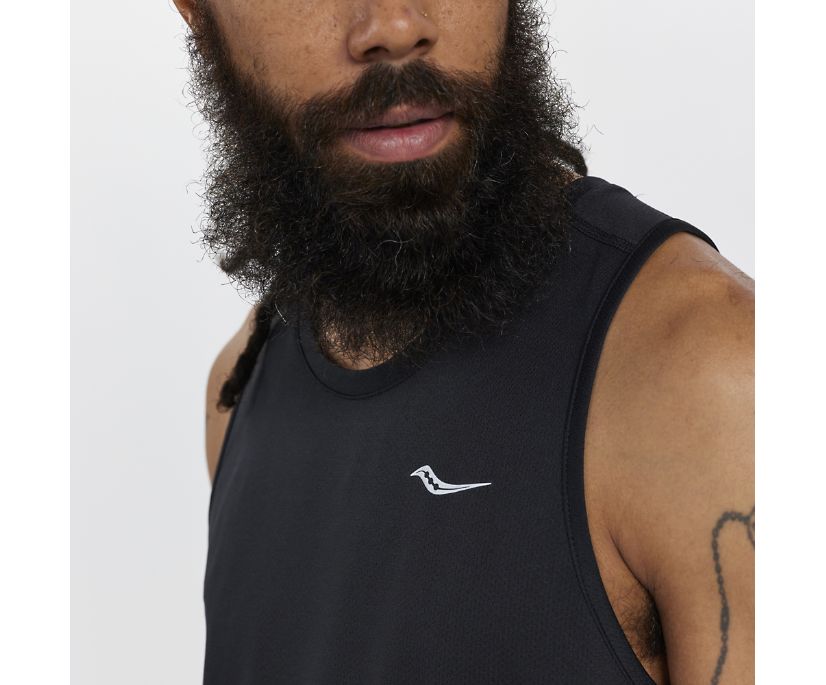 Men's Saucony Stopwatch Singlet Black | UK-27801