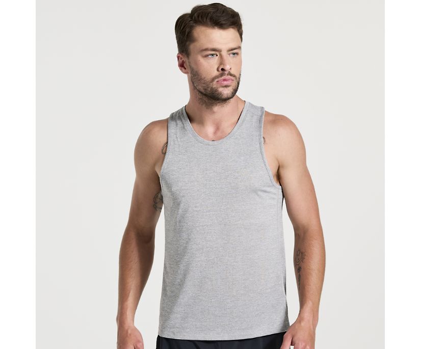 Men\'s Saucony Stopwatch Singlet Light Grey | UK-19284