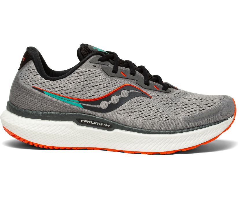 Men\'s Saucony Triumph 19 Running Shoes Grey Orange | UK-28453