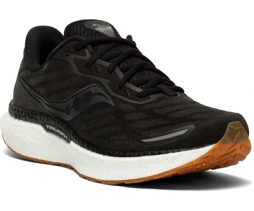 Men's Saucony Triumph 19 Walking Shoes Black | UK-67954