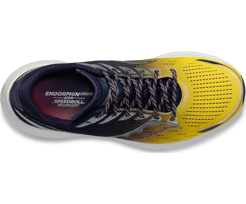 Men's Saucony Vizipro Endorphin Speed 3 Running Shoes Purple Yellow | UK-70134