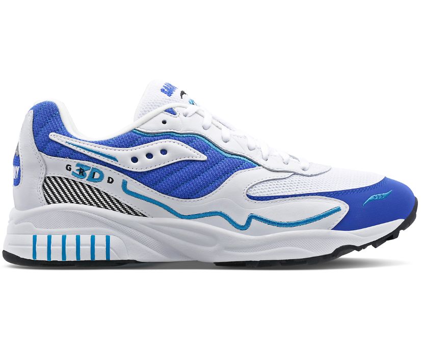 Women\'s Saucony 3d Grid Hurricane Sneakers White Royal | UK-80547