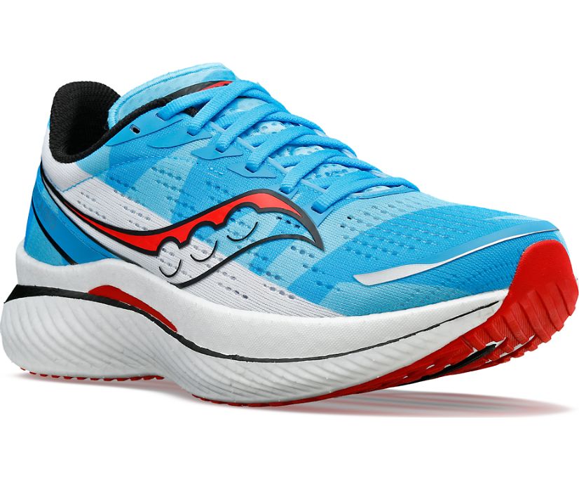 Women's Saucony Chicago Endorphin Speed 3 Running Shoes Blue White Red | UK-67283