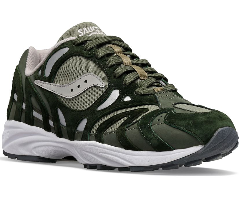 Women's Saucony Grid Azura 2000 Premium Sneakers Green Silver | UK-26973