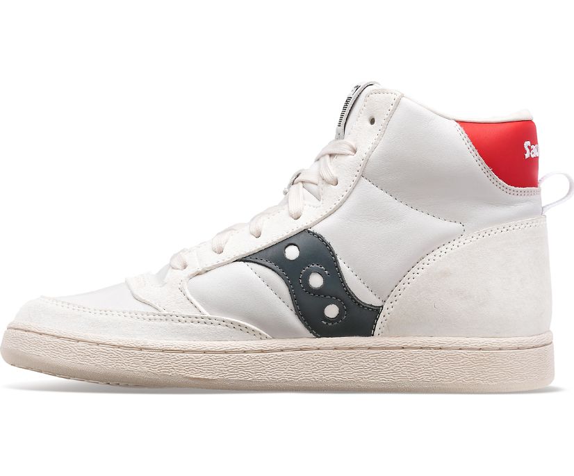 Women's Saucony Jazz Court High Premium Sneakers White Navy | UK-70594