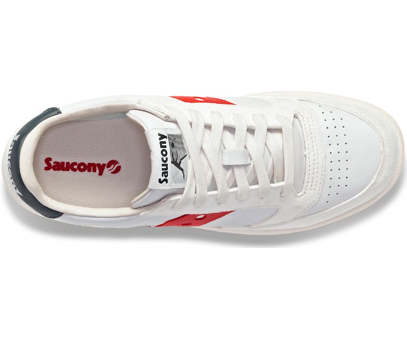 Women's Saucony Jazz Court Premium Walking Shoes White Red | UK-36184