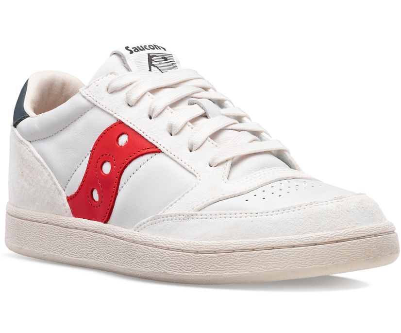 Women's Saucony Jazz Court Premium Walking Shoes White Red | UK-36184