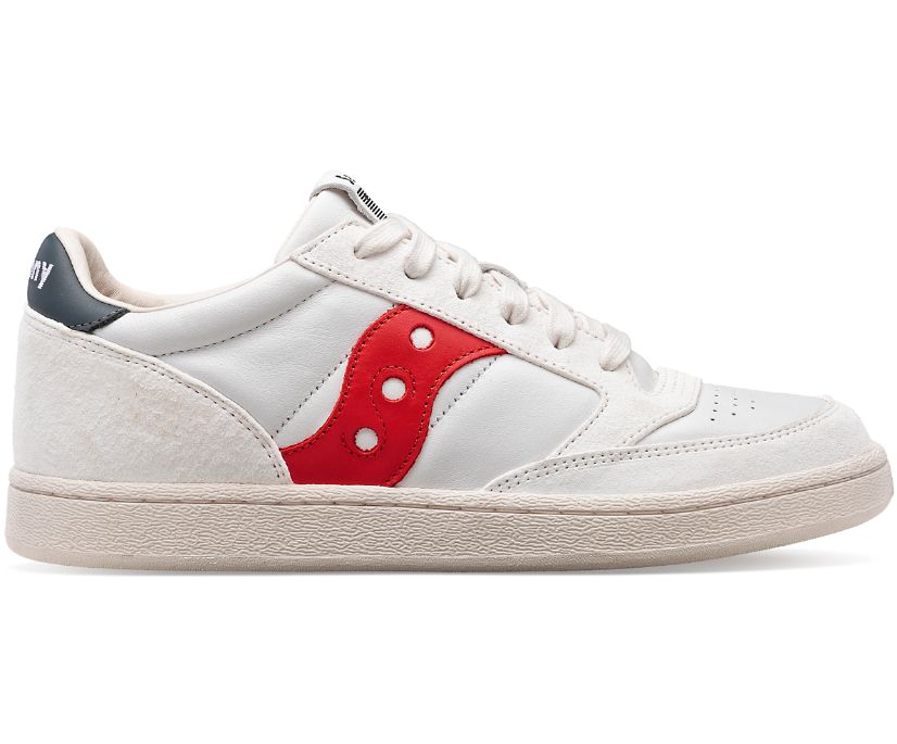 Women\'s Saucony Jazz Court Premium Walking Shoes White Red | UK-36184