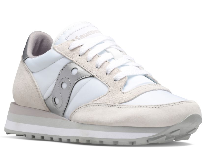 Women's Saucony Jazz Triple Sneakers White Silver | UK-31865