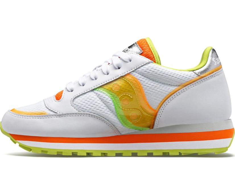Women's Saucony Jazz Triple Walking Shoes White Orange | UK-10258