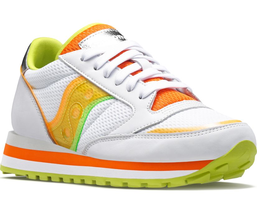 Women's Saucony Jazz Triple Walking Shoes White Orange | UK-10258
