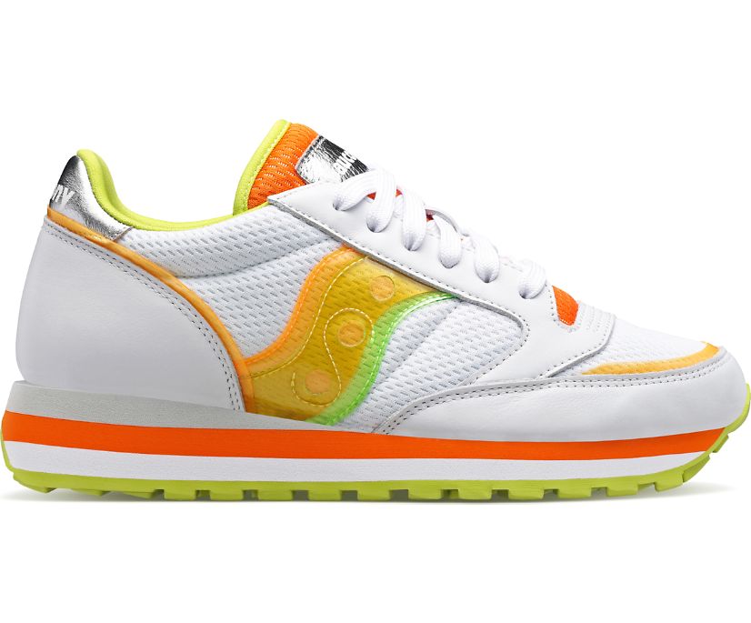 Women\'s Saucony Jazz Triple Walking Shoes White Orange | UK-10258