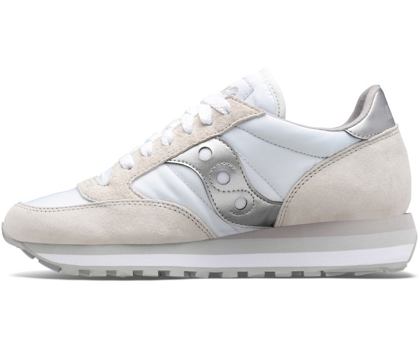Women's Saucony Jazz Triple Walking Shoes White Silver | UK-74032