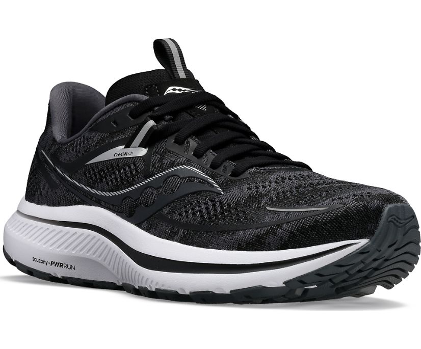 Women's Saucony Omni 21 Walking Shoes Black White | UK-03657
