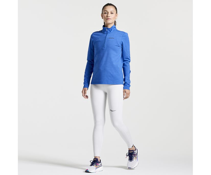 Women's Saucony Solstice 1/4 Zip Long Sleeve Blue | UK-63451