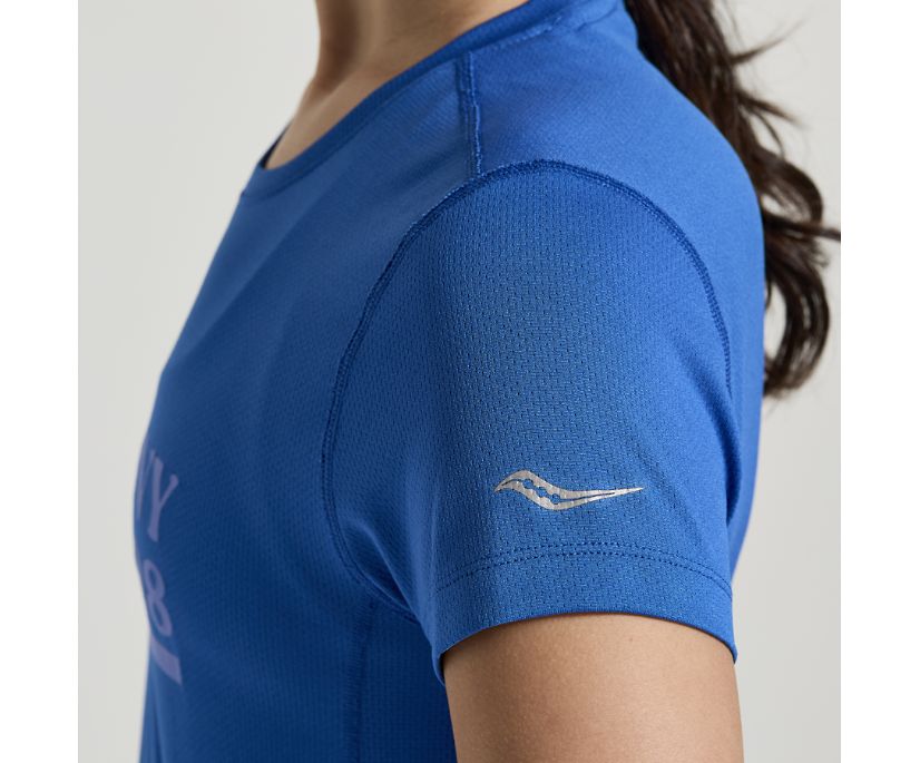 Women's Saucony Stopwatch Graphic Short Sleeve Blue | UK-39241