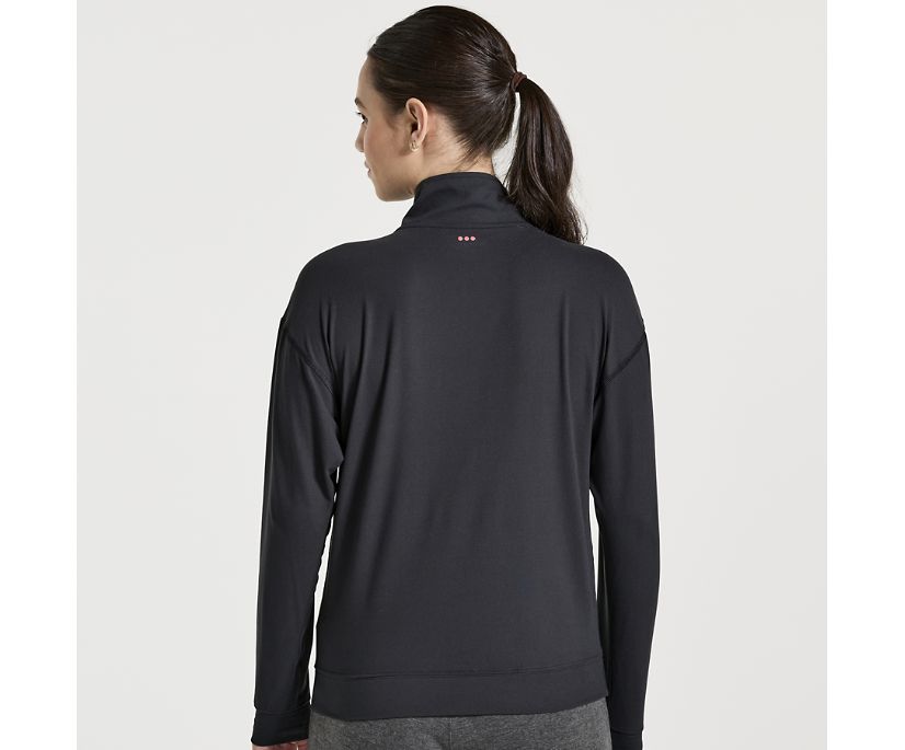 Women's Saucony Sunday 1/4 Zip Long Sleeve Black | UK-73241