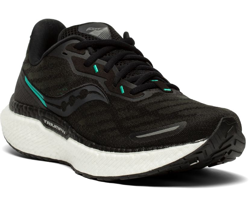 Women's Saucony Triumph 19 Running Shoes Black White | UK-58641