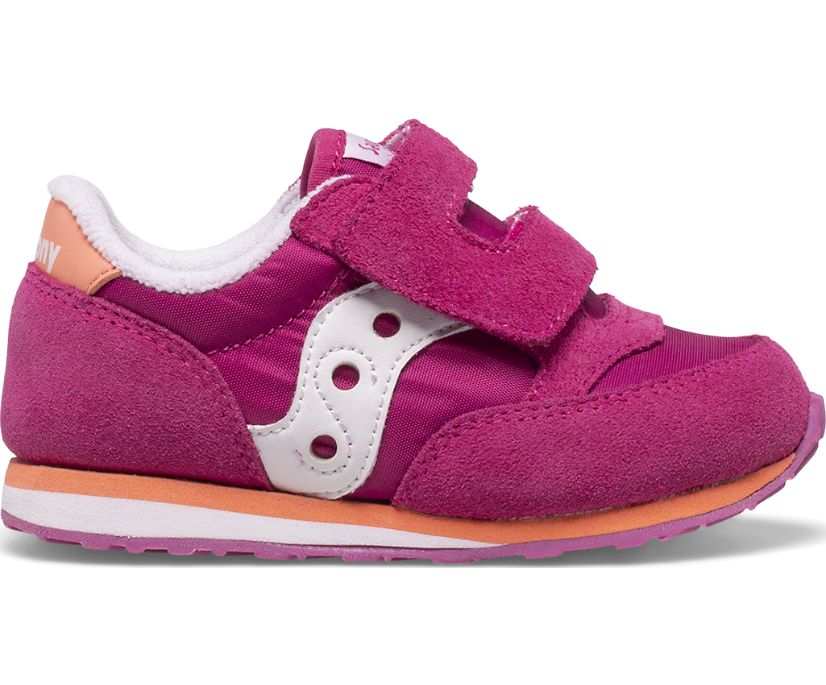 Kids' Saucony Jazz Hook & Loop Sneaker Running Shoes Fuchsia Coral White | UK-28497