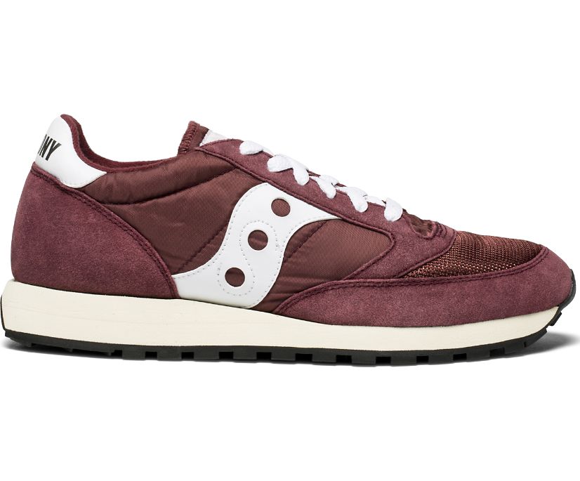 Men's Saucony Jazz Original Vintage Sneakers Burgundy White | UK-25697